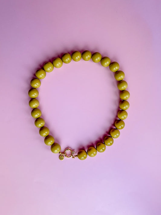 Kralenketting Bo - Olijfgroen
